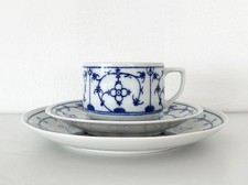 Winterling Vintage Gedeck Kaffeetasse Untertasse Teller Indisch Blau Strohblume