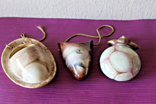 3er Set 50er Jahre Keramik Wandvasen Laufglasur Mid Century Vintage