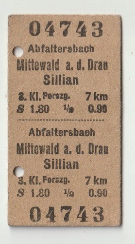 Alte fahrkarte abfaltersbach - alte,