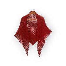 Schultertuch, Stola, Rost Rot, 2,20 m X 70 cm, gehäkelt, HANDARBEIT, Acryl
