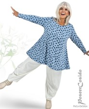 LAGENLOOK Thermo Pullover Glocken-Shirt hell-blau 44 46 48 50 52 54 56 58