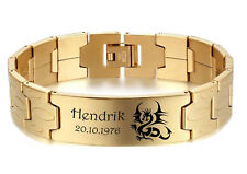 ID Edelstahl Armband + Gravur nach Wunsch auch als Partnerarmbänder Gold, Silber