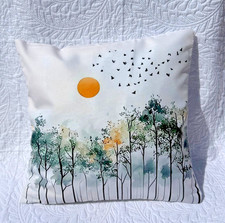 Kissenbezug Dekokissen  40x40 cm Landschaft weiss gelb  grau