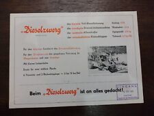 Original Dieselzwerg Kleinschlepper Prospekt / Verkaufsprospekt von 1950