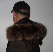 Waschbär Pelz Kapuze Kragen Trend Fellkragen Raccoon Echtfell für Parka Jacke