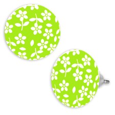 1 Paar zauberhafte Glitzer Ohrstecker Ohrringe Blume rund blau weiß rot Blümchen