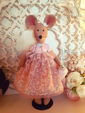 Maus mit Erdbeere Tilda Puppe Deko Shabby Chic Landhaus luftig rosa