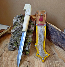 Rarität: Altes Sami Puukko Jagdmesser Knochenmesser Rentierknochen Finnland