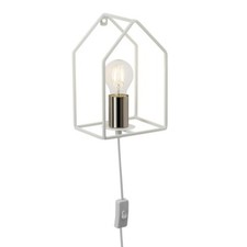 Brilliant Wandleuchte Home Haus Draht Lampe Weiß max. 60W E27 mit Kippschalter