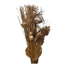 2St. Trockenblumenstrauß Gold Weihnachten Winter Fest Pinien