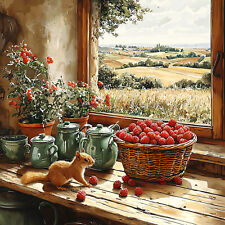 Wandbild Küche Fenster Landhaus Rustikal Dekobild Wanddeko Dekofliese Wandfliese