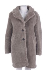 ZARA Mantel Kustpelz Fake Fur S beige #7959
