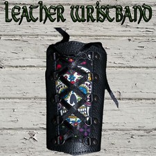 Leder Zuckerschädel Arm Schutz Armschienen Biker Gothic Punk Archery Korsett