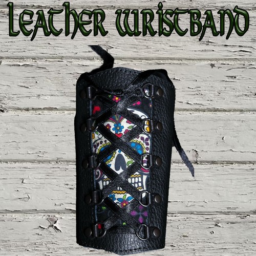 Leder sugar skull armstulpen - sugar,