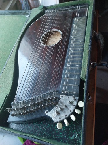 Antike zither mit koffer - antike,