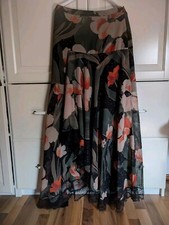 Twinset Rock Khaki Orange Blumen Flowers Gr. 40 Plissee neuwertig Spitze Herbst 