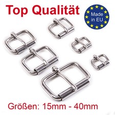 Stabile Rollschnalle aus Edelstahl, poliert, für 12mm-40mm Leder- und Gurtband