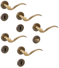 Antik Türbeschlag messing Türgriff Rosette Vintage SET Zimmertür Bad 1-7 Türen