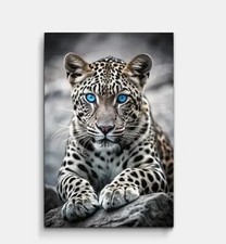 Leinwandbild Leopard m. Blauen