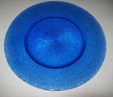 großer Glas Teller Glasteller Platzteller blau 33 cm
