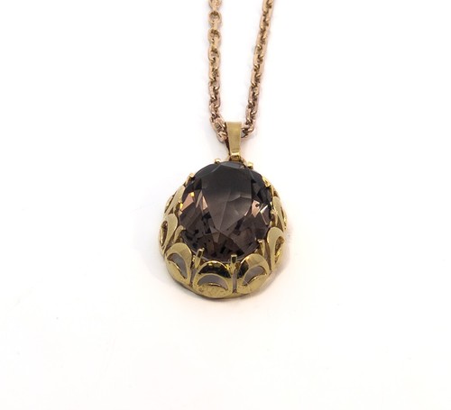 Gold chain with smoky - , quartz