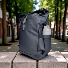 Wasserfester Roll-Top Rucksack Backpack Outdoor Urban Fahrrad Laptop Schwarz