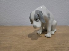 Metzler & Ortloff Porzellanfigur Jagdhund sitzend 1890-1945, weiß, Sammelfigur