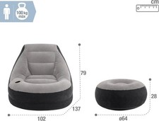 INTEX Ultra-Lounge Set – Aufblasbarer Sessel mit Polsterhocker,