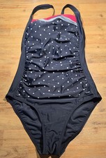 SEXY: LASCANA Badeanzug mit Raffungen + DOTS, Gr. 38 Cup B, schwarz-weiß-rot,NEU