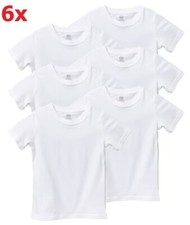 6x T-SHIRT WEISS KINDER MÄDCHEN JUNGEN KEINE/OHNE WERBUNG UNI 98/104 110/116 OVP
