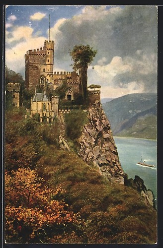 Künstler burg rheinstein - künstler-ak,