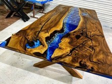 Custom Blue Epoxy River Table