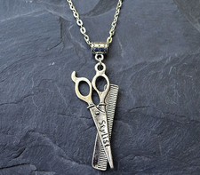  Friseur Stylist XL Kamm & Schere Anhänger Herrenkette Friseurin Berufe Kette
