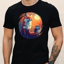 Herren shirt fuchs und eule - t-shirt,
