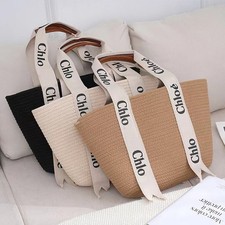 Stroh gewebte tasche - stroh,