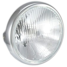 Motorrad Scheinwerfer British Style 7 Zoll H4 Verchromt Glas geprägt E-geprüft