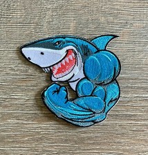 Hai Patch Aufnäher Bügelbild Bodybuilding Tier Shark Gym Fitnessstudio