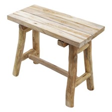 Teak Blumen Hocker rechteckig