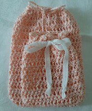 2 Seifensäckchen, Handarbeit, rosa-weiß-melierte Baumwolle