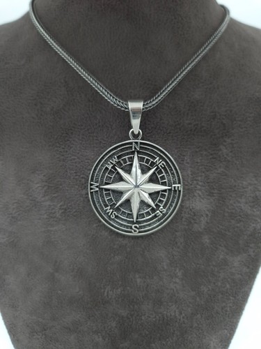 Silber kompass kette 55cm - kette,