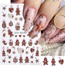 3D Nagel Sticker Nail Art Lebkuchen Weihnachten Xmas Selbstklebend Aufkleber