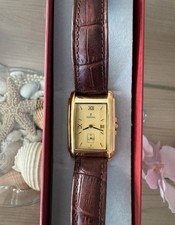 Elegante Festina Damen-Quarzuhr  – Gold , rot braunes Leder, 35 mm Tank-Design