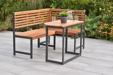 MX Gartenmöbel Set 2tlg. Eckbank Balkonmöbel Sitzbank Holzbank Klapptisch Holz 