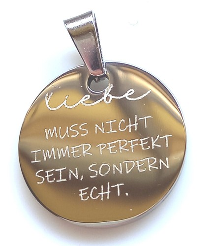 Edelstahl anhänger rund mit - edelstahl,