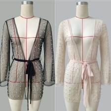 Damen Netz Durchsichtig Jacke