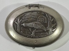 Vintage Schnupftabak Tabak Dose mit Auerhahn Waldlandschaft Motiv Blechkunst