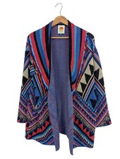 FARM RIO Cardigan Damen Jacke Gr. DE 36 blau-rot-wollweiß Casual-Look