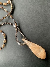 Modeschmuck Kette lang Exoal Bijou Brigitte lang Anhänger Rosenquarz neuwertig 