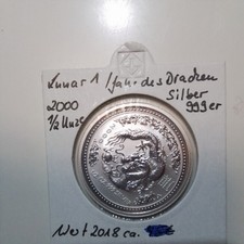 Lunar 1 Drache 2000 1/2 Oz Unze 999 Silber Jahr des Drachen