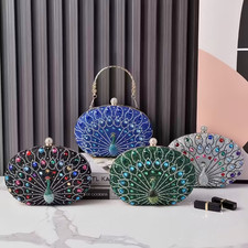 Damen pfauen rhinestone clutch - pfauen-rhinestone,